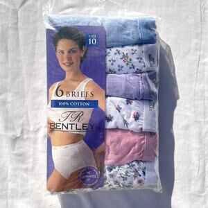 Vintage TR Bentley 6 Pack Brief Panties Womens 10 Floral